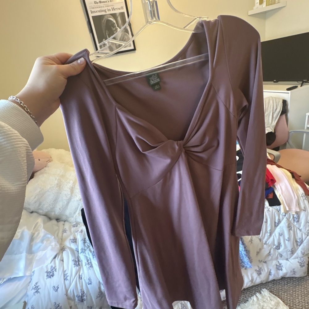 Elegant Mauve Long Sleeve Top